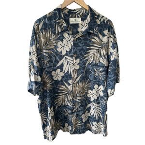 Island Shores Hawaiian Tropical All Over Floral Button Down Collar Shirt XXL